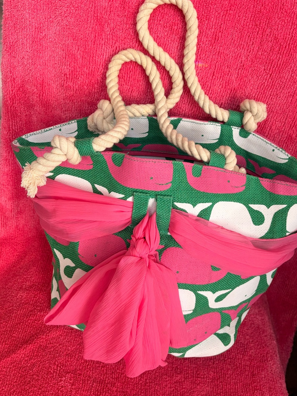 🩷💚BIG Bag with Rope Handles🐳